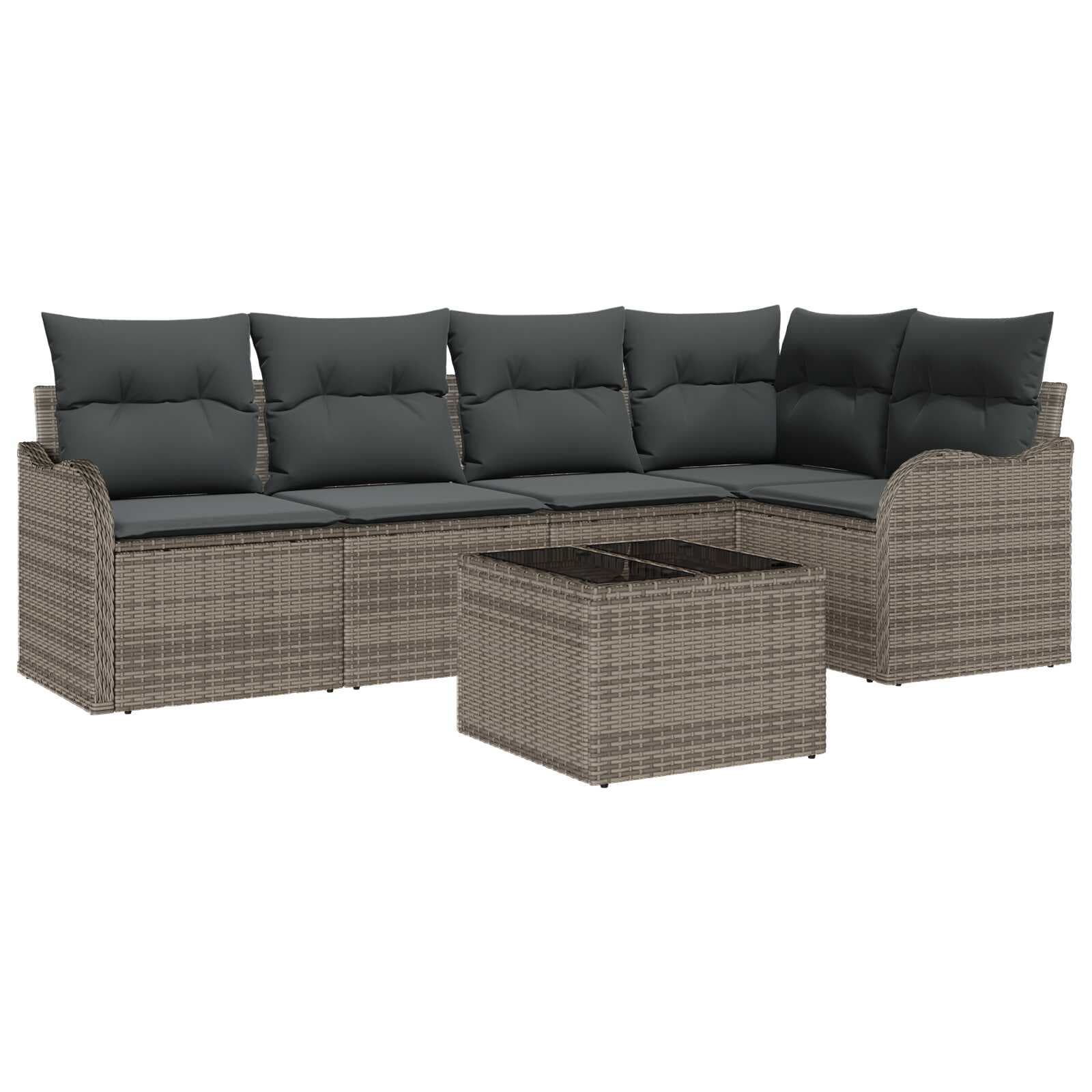 vidaXL Conjunto de Sofá de Jardim 6 Peças Cinzeto Vime Pe - 3517799615