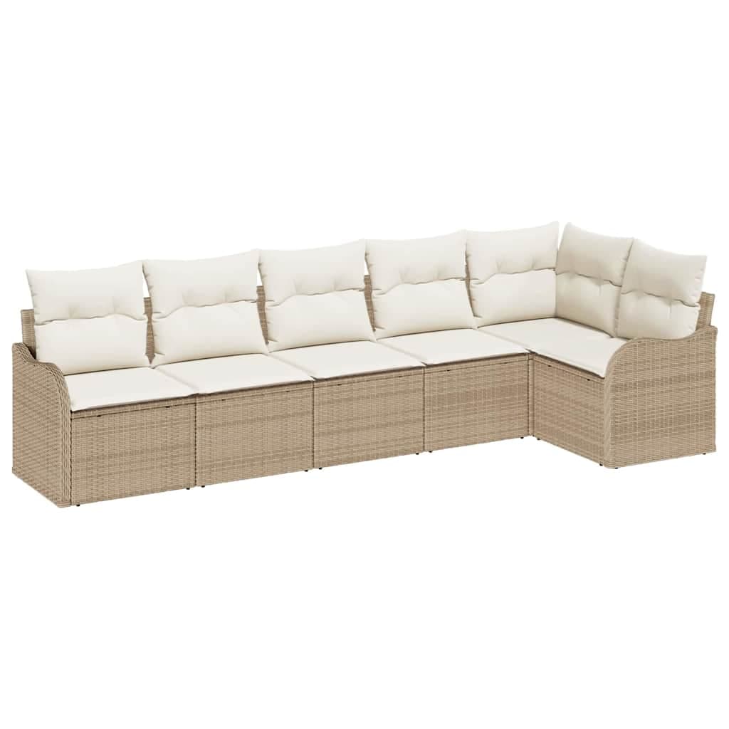 vidaXL Conjunto de Sofá de Jardim com armazenamento 6 pcs Bege vime PE