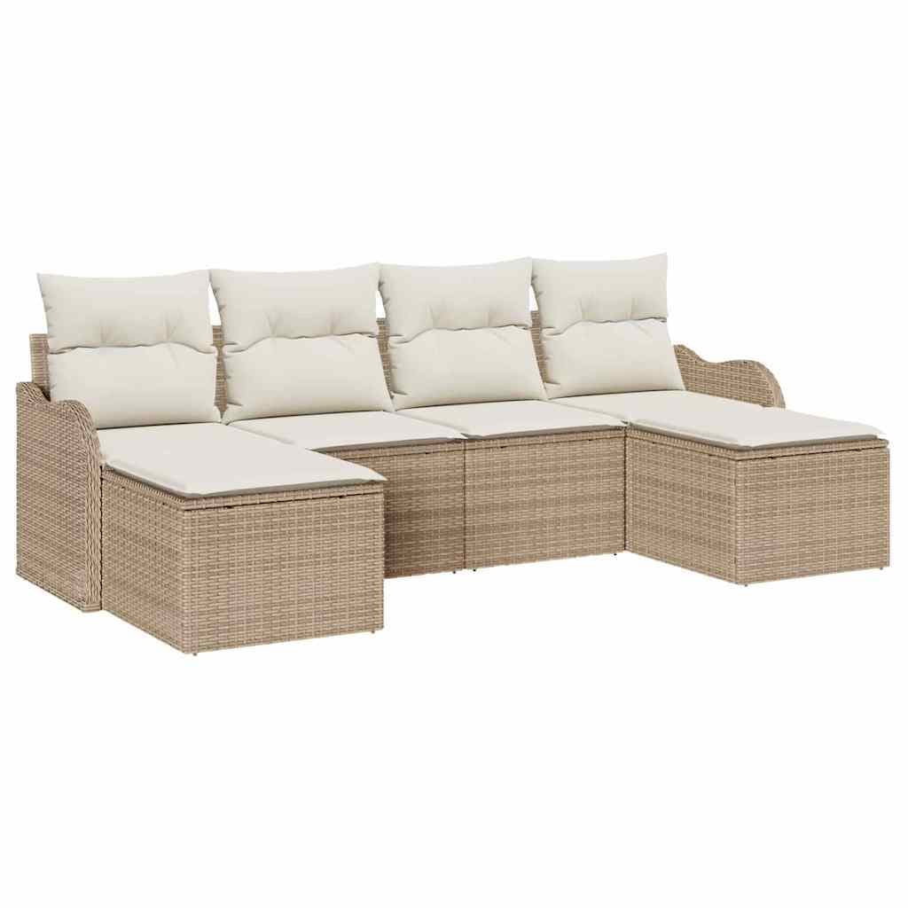 vidaXL Conjunto de Sofá de Jardim 6 pcs bege e branco Rattan Sintético