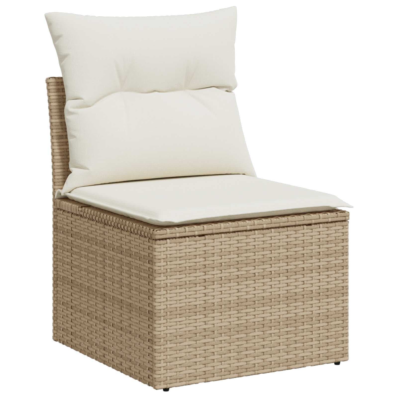 vidaXL Conjunto de Sofá de Jardim 3 Peças Bege e Branco Rattan Sintético - 3690702911