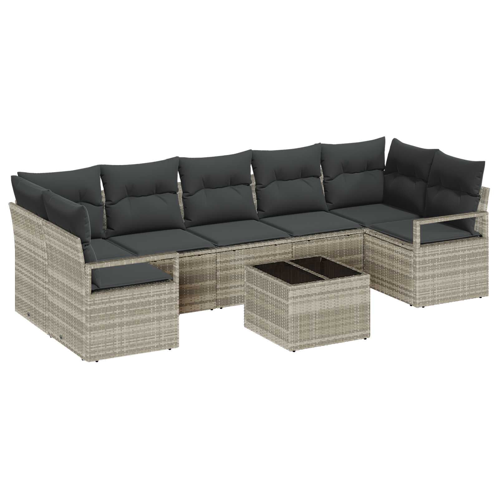 vidaXL Conjunto de Sofá de Jardim 8 pcs Cinza Claro e Cinza Escuro