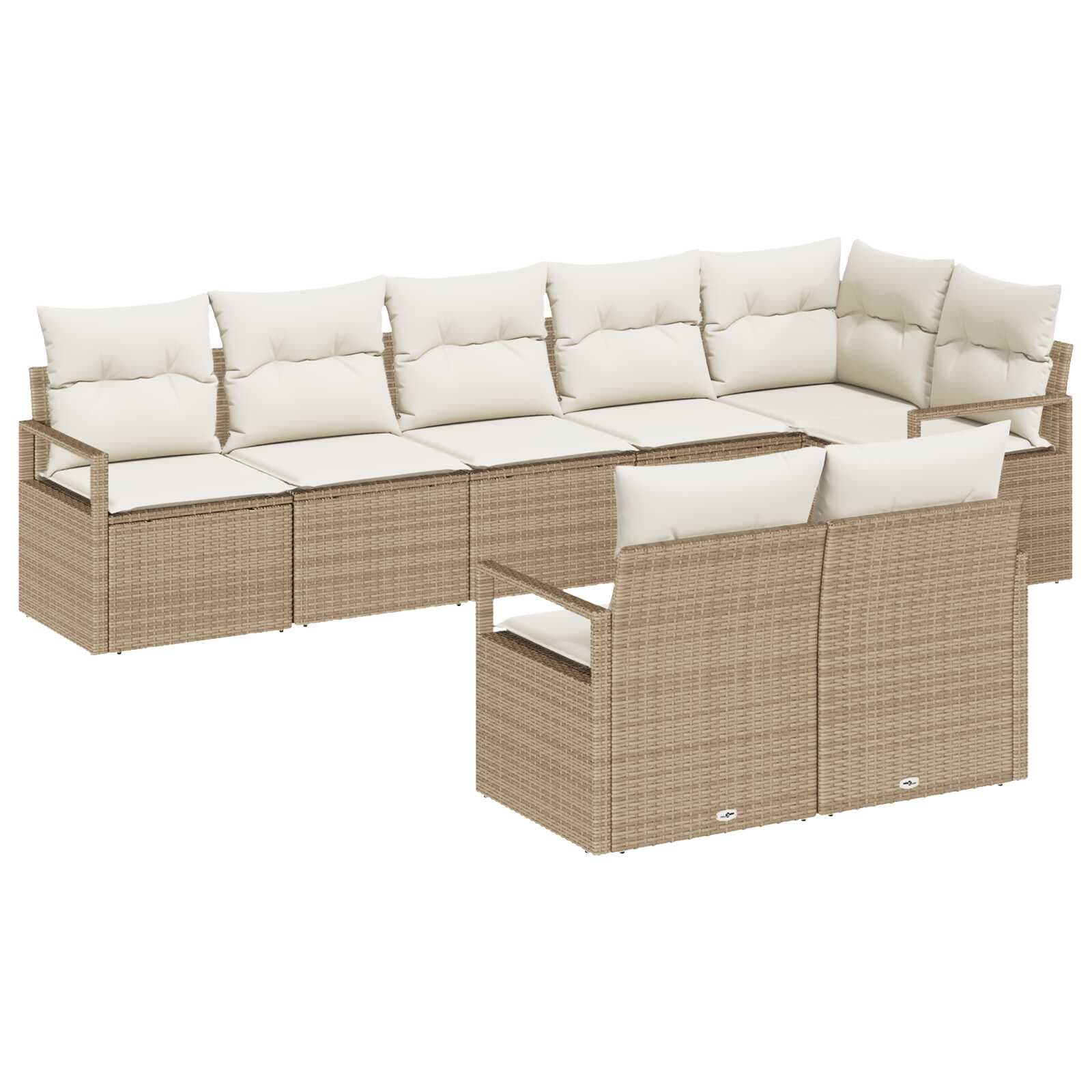 vidaXL Conjunto de Sofá de Jardim 8 pcs Bege e Branco vime PE
