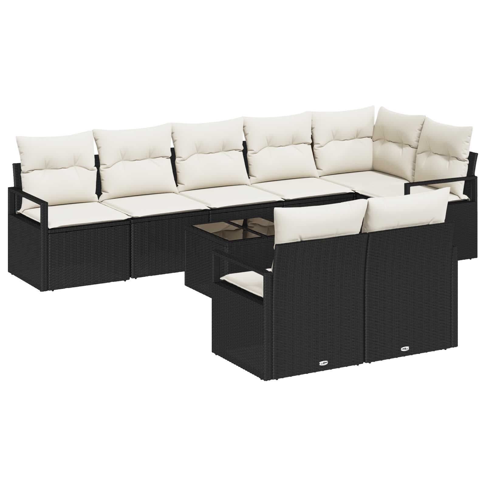 vidaXL Conjunto de Sofá de Jardim 9 pcs Marrom e Creme vime PE