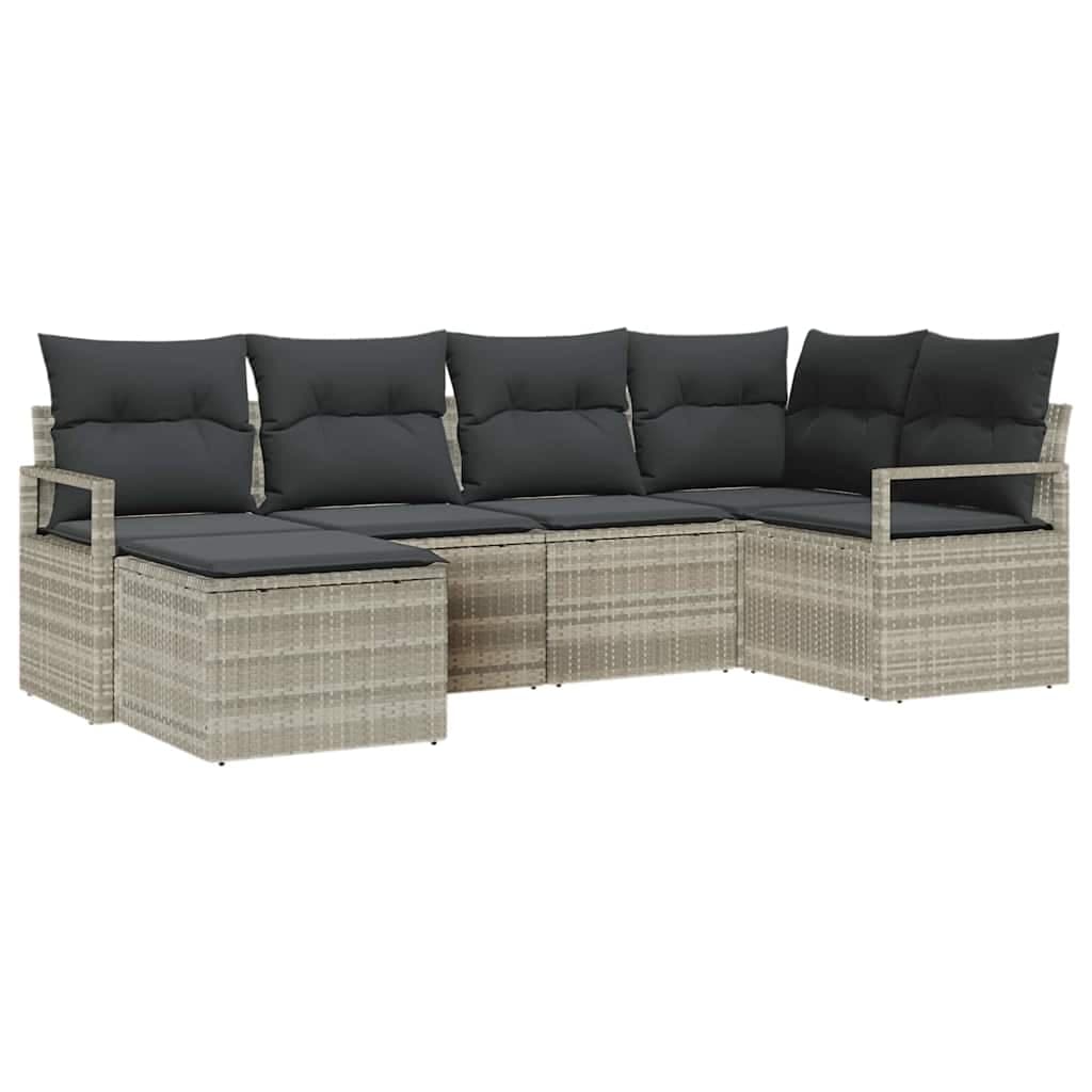 vidaXL Conjunto de Sofás com almofada 6 pcs Cinzento-claro vime PE