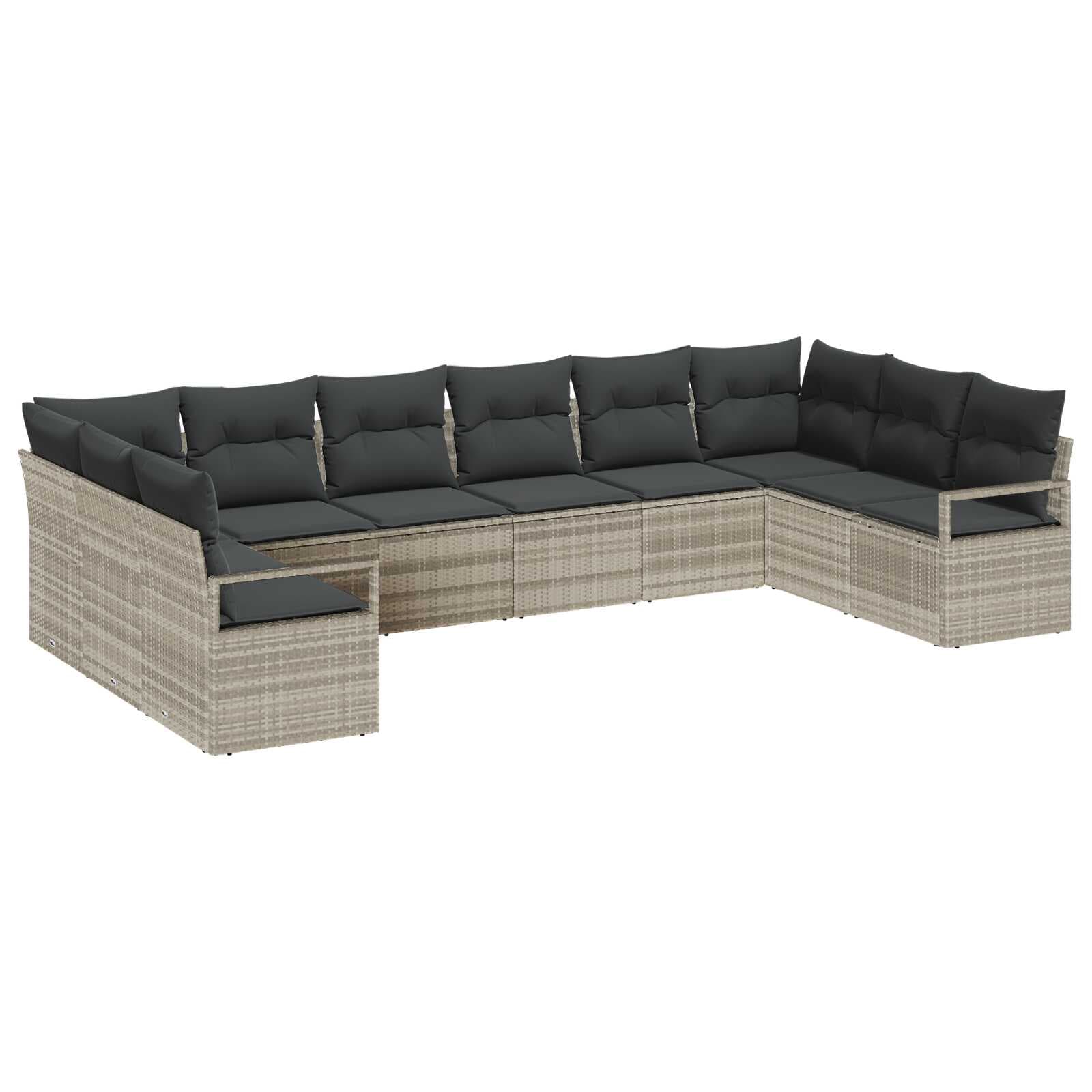 vidaXL Conjunto de Sofá de Jardim 10 pcs Cinzento-claro vime PE