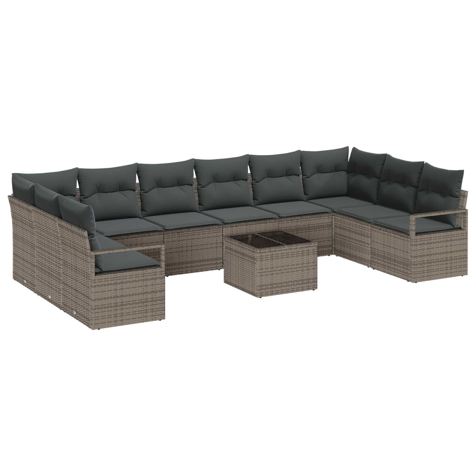 vidaXL Conjunto de Sofá de Jardim 11 pcs Cinzento-claro vime PE