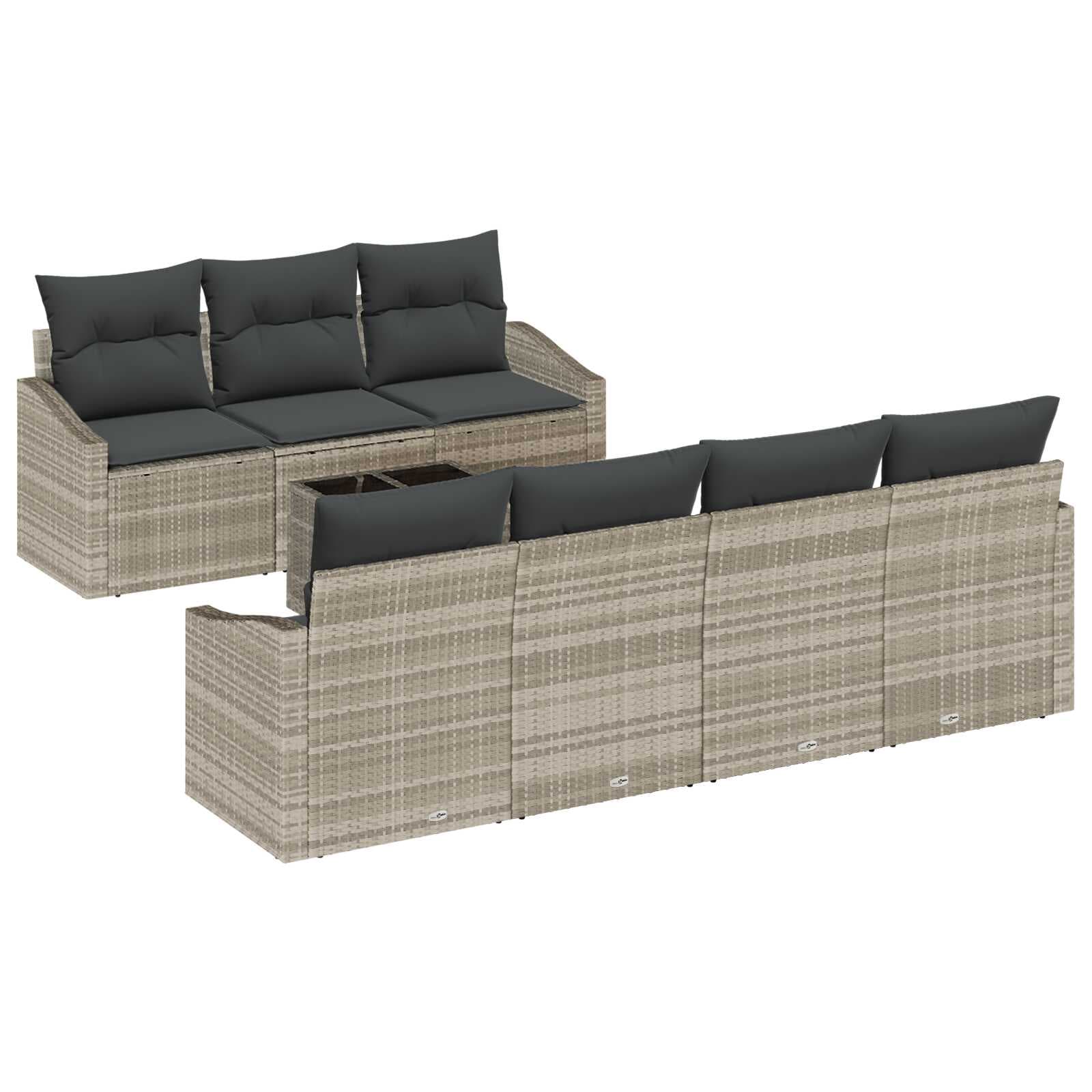 vidaXL Conjunto de Sofás 8 pcs Cinza Claro e Cinza Escuro vime PE