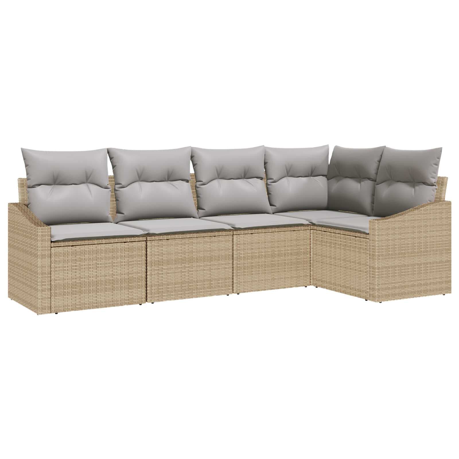 vidaXL Conjunto de Sofá de Jardim 5 pcs Bege e Cinza Claro vime PE
