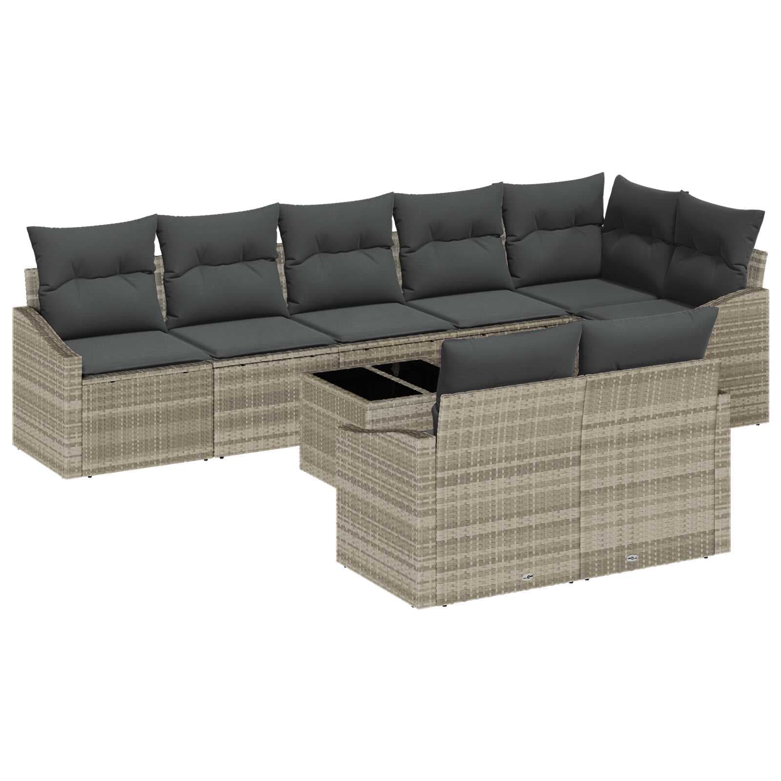 vidaXL Conjunto de Sofá de Jardim 9 pcs Cinzento-claro vime PE