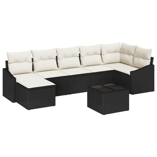 vidaXL Conjunto de Sofá de Jardim 8 Peças Marrom e Creme Vime Pe - 209591447