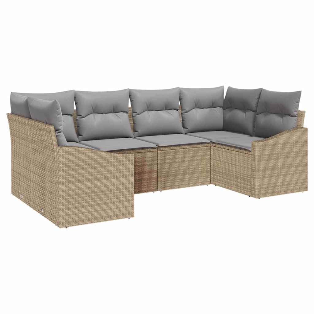 vidaXL Conjunto de Sofá de Jardim 6 pcs Bege e Cinza Claro vime PE