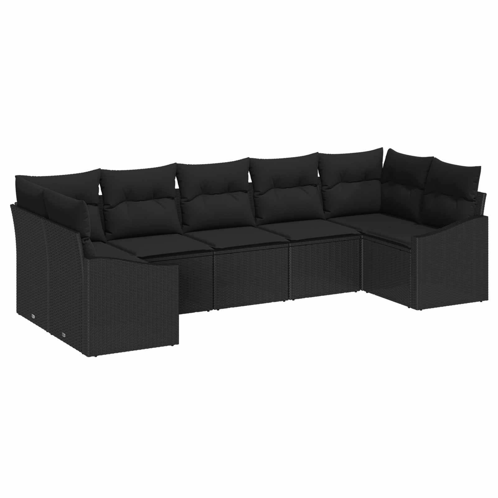 vidaXL Conjunto de Sofá de Jardim 7 pcs Preto vime PE