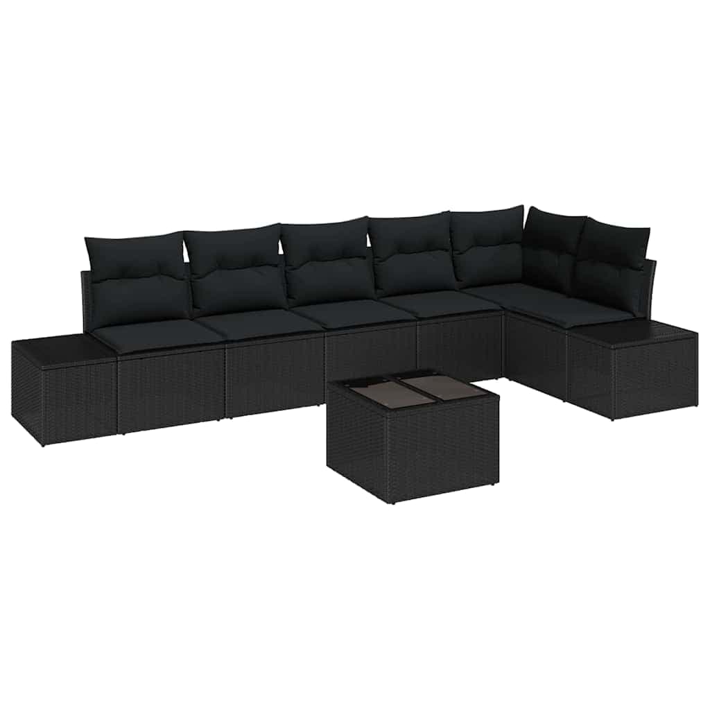 vidaXL Conjunto de Sofá de Jardim com armazenamento Preto vime PE