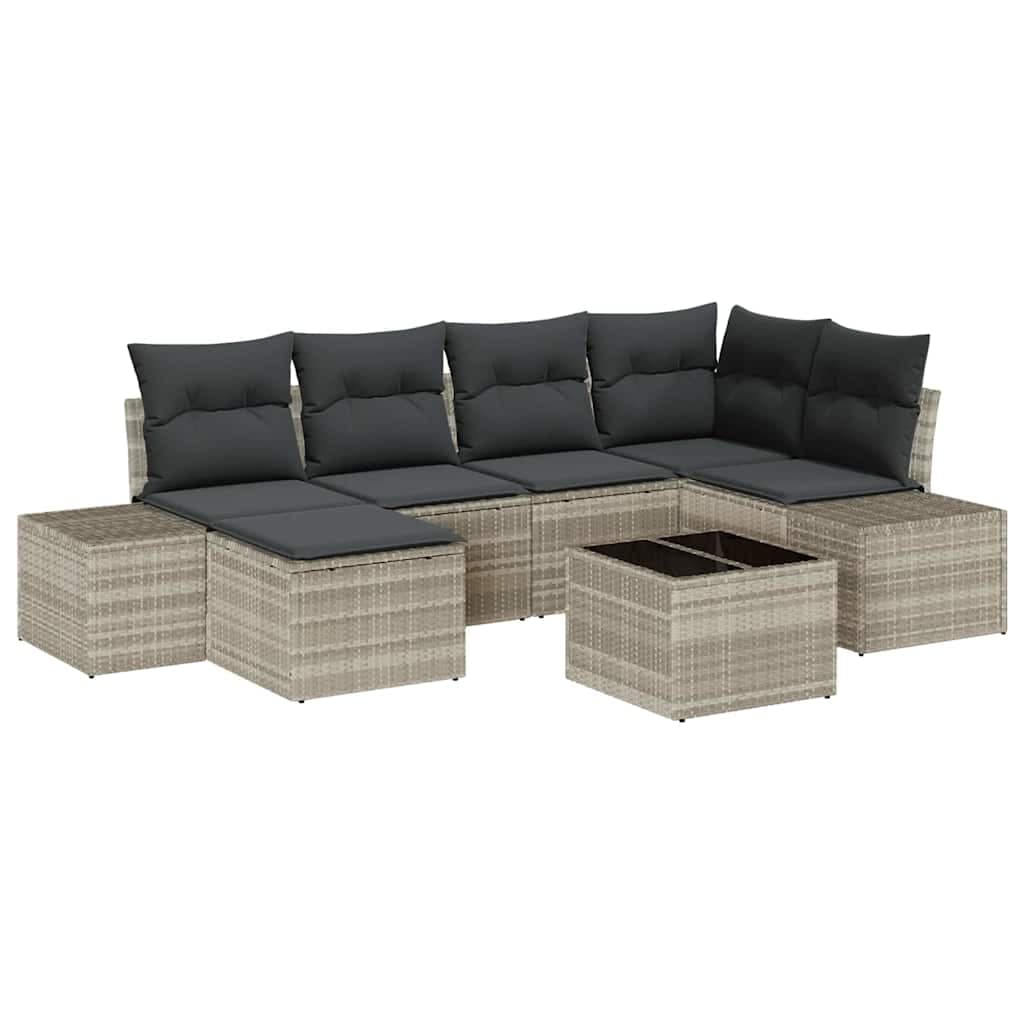 vidaXL Conjunto de Sofá de Jardim 6 pcs Cinzento-claro vime PE