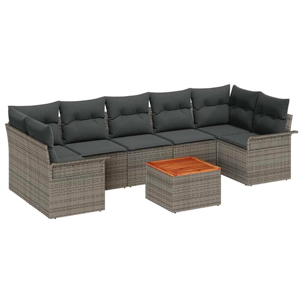 vidaXL Conjunto de Sofá de Jardim 8 pcs Cinzeto vime PE