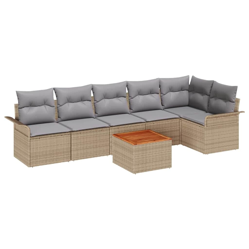 vidaXL Conjunto de Sofá de Jardim 7 pcs Bege e Cinza Claro vime PE