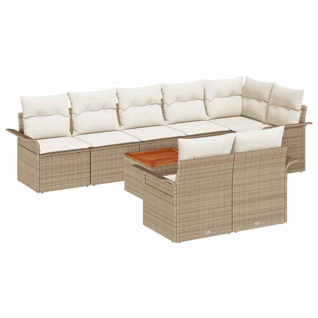 vidaXL Conjunto de Sofá de Jardim 9 pcs Bege e Creme vime PE
