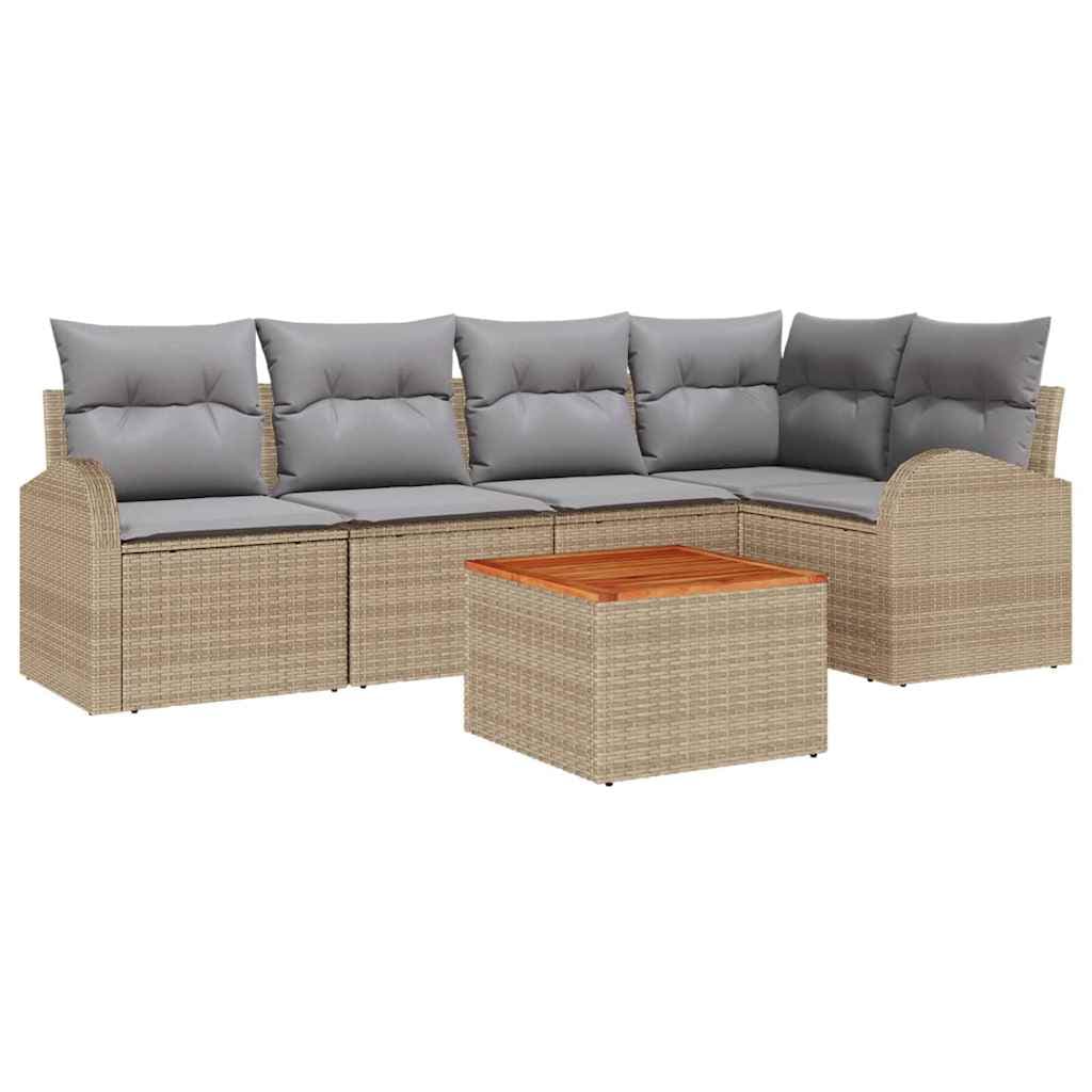 vidaXL Conjunto de Sofá de Jardim 6 pcs Bege e Cinza Claro vime PE