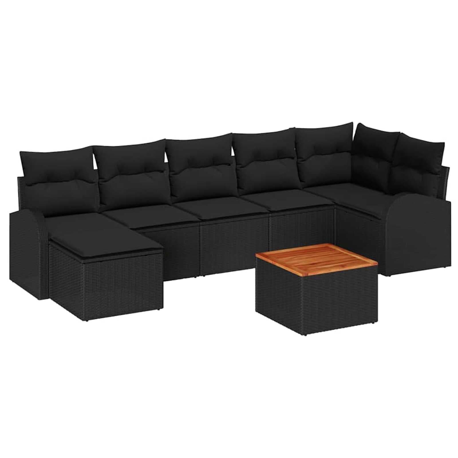 vidaXL Conjunto de Sofá de Jardim 8 pcs Preto vime PE