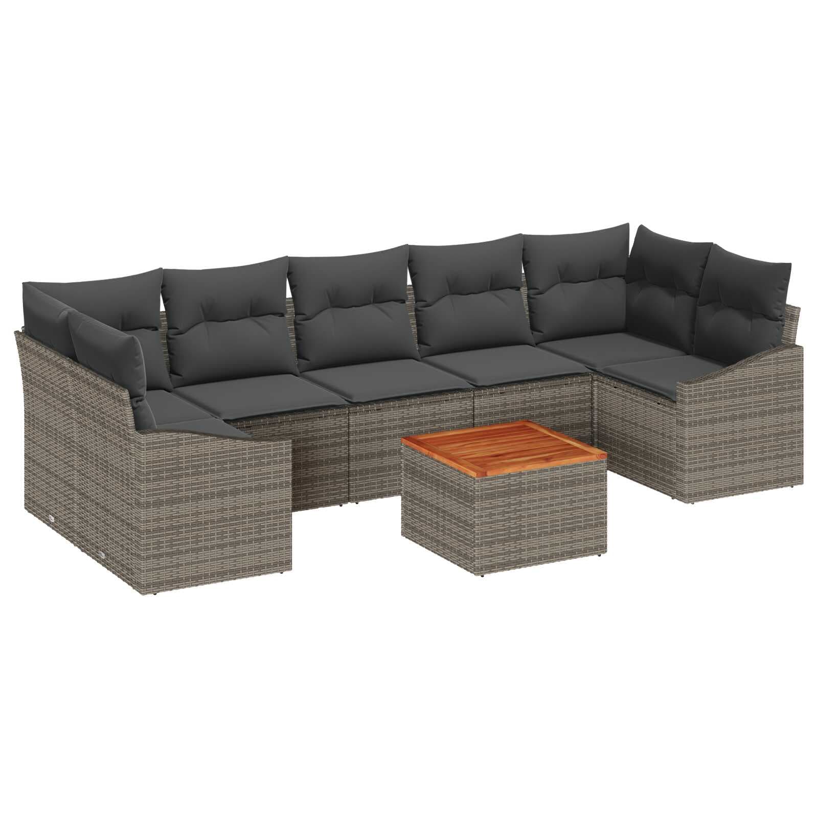 vidaXL Conjunto de Sofá de Jardim 8 pcs Cinzeto vime PE