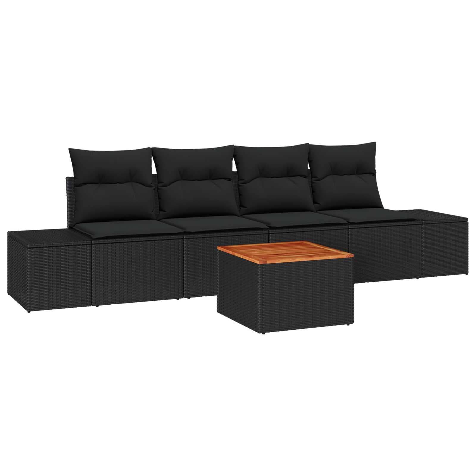 vidaXL Conjunto de Sofá de Jardim 5 pcs Preto vime PE