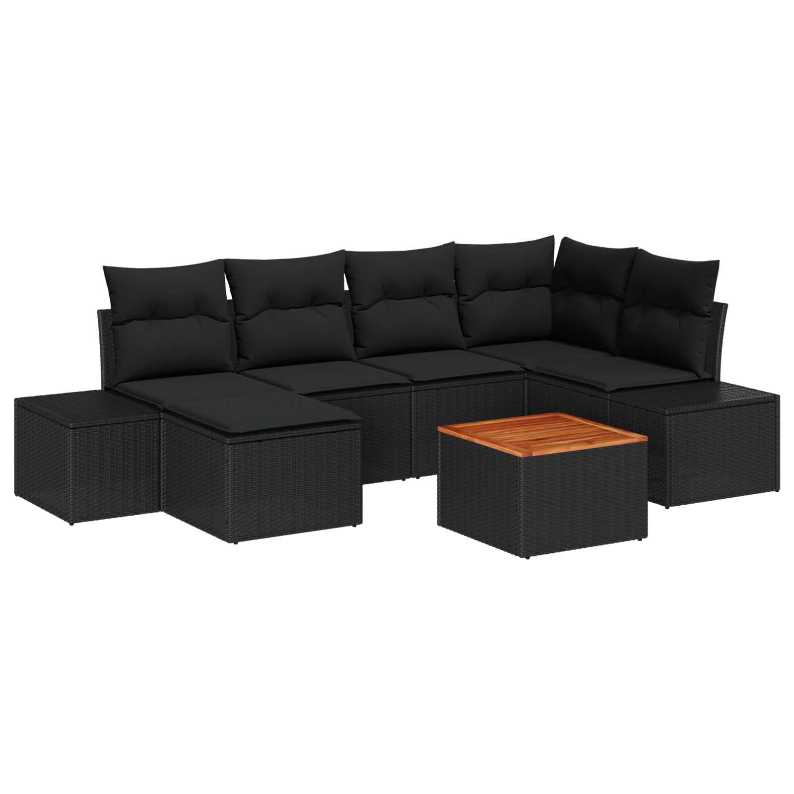 vidaXL Conjunto de Sofá de Jardim 7 Peças Preto - 914722041