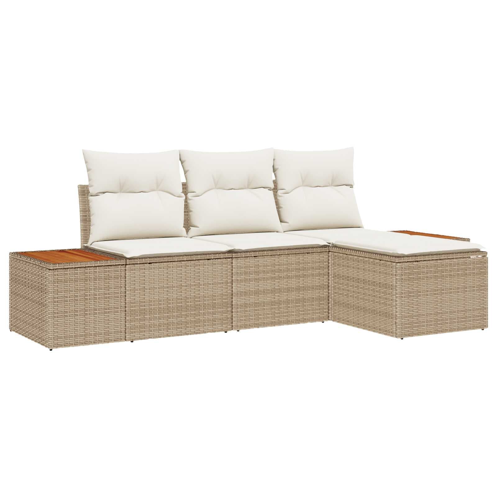 vidaXL Conjunto de Sofá de Jardim com almofada 4 pcs Bege e Creme