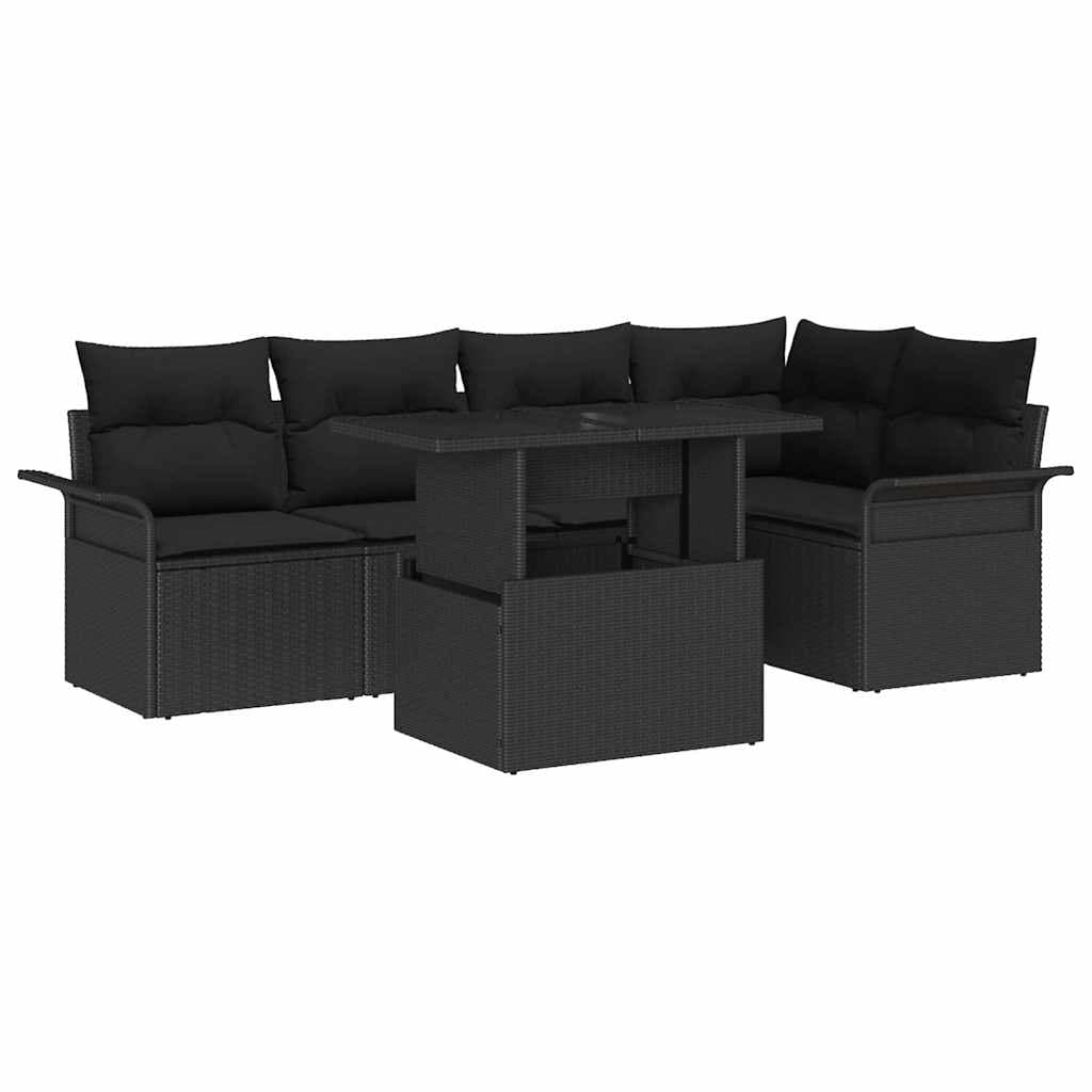 vidaXL Conjunto de Sofá de Jardim 6 pcs Preto Rattan de Polipropileno