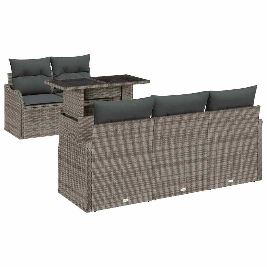 vidaXL Conjunto de Sofá de Jardim com almofada Manual 6 pcs Cinzeto