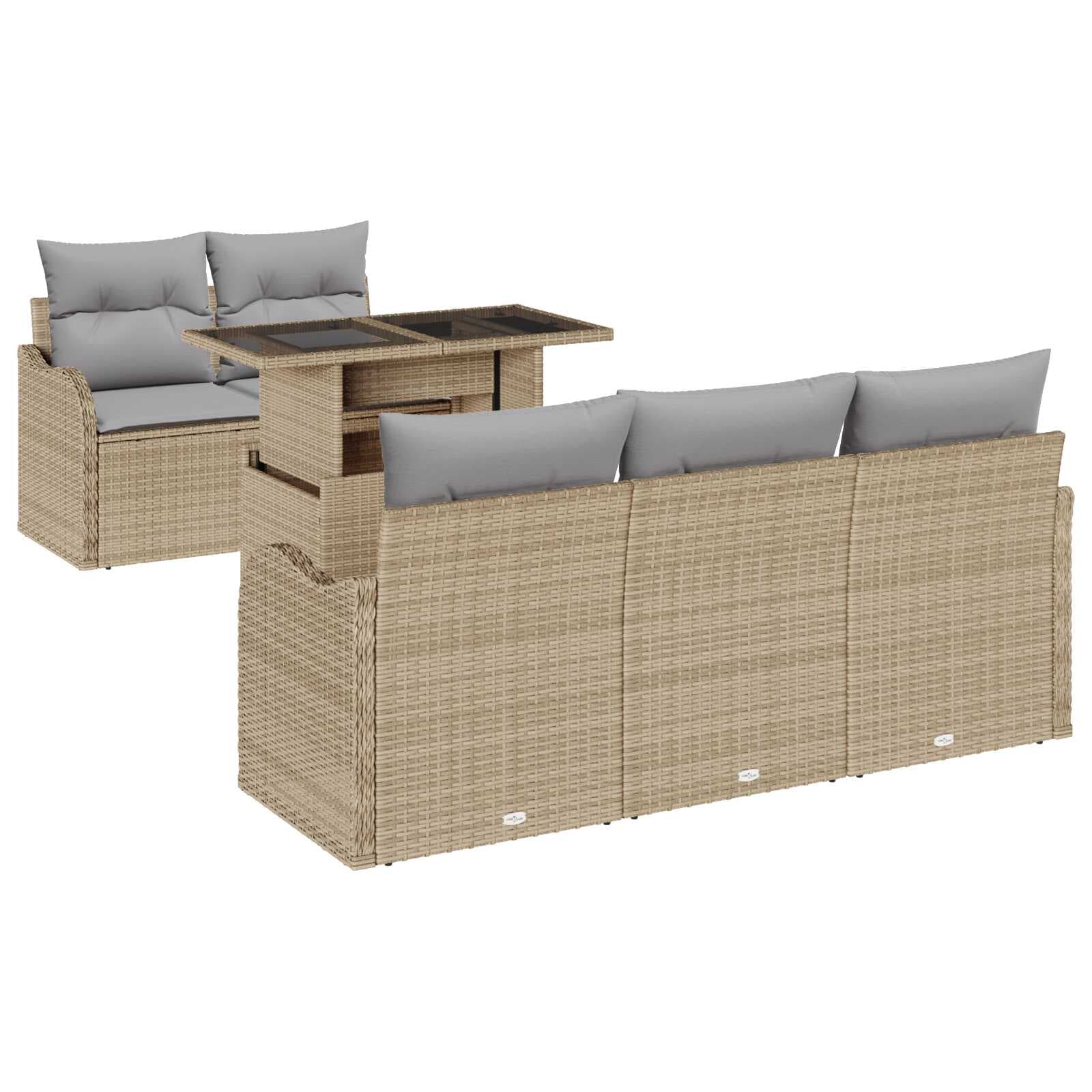 vidaXL Conjunto de Sofá de Jardim 6 pcs Bege Rattan de Polipropileno