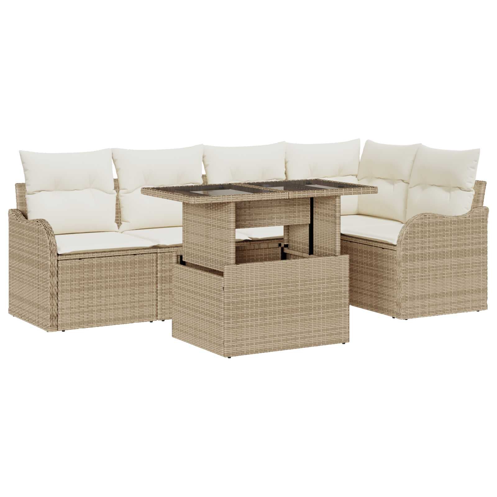 vidaXL Conjunto de Sofá de Jardim 6 pcs Bege Rattan de Polipropileno