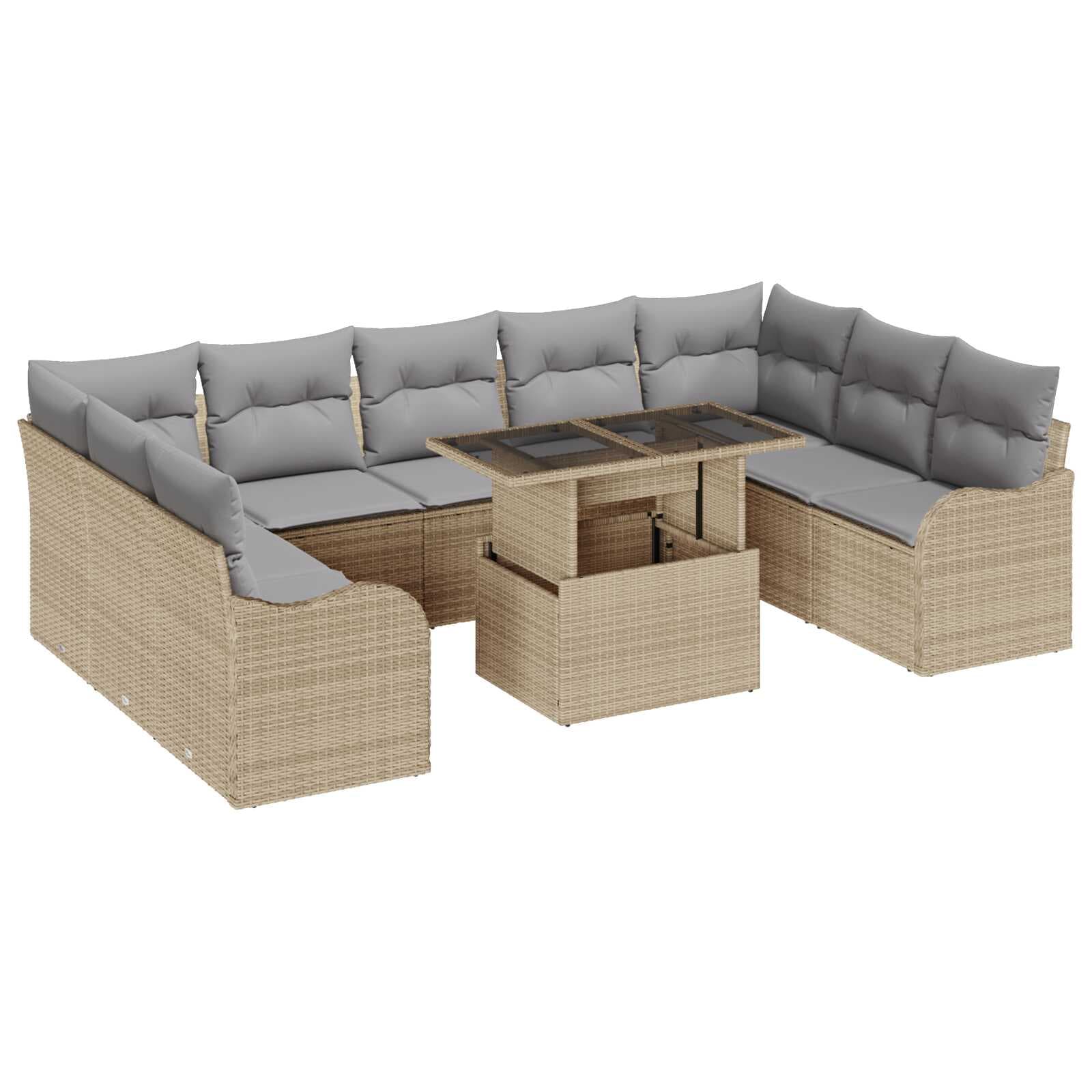 vidaXL Conjunto de Sofá de Jardim 10 pcs Bege Rattan de Polipropileno