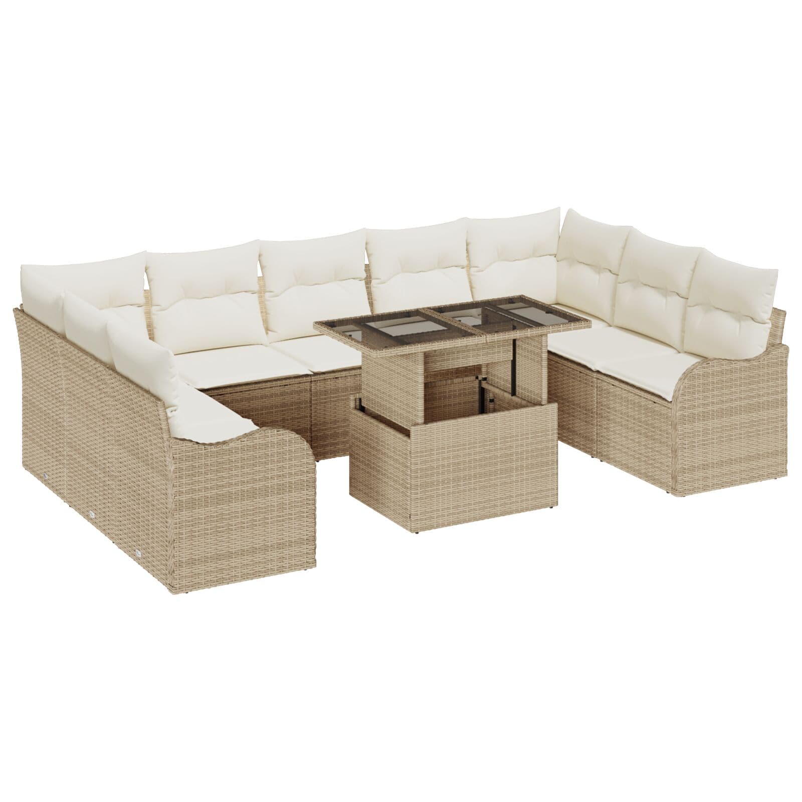 vidaXL Conjunto de Sofá de Jardim 10 pcs Bege Rattan de Polipropileno