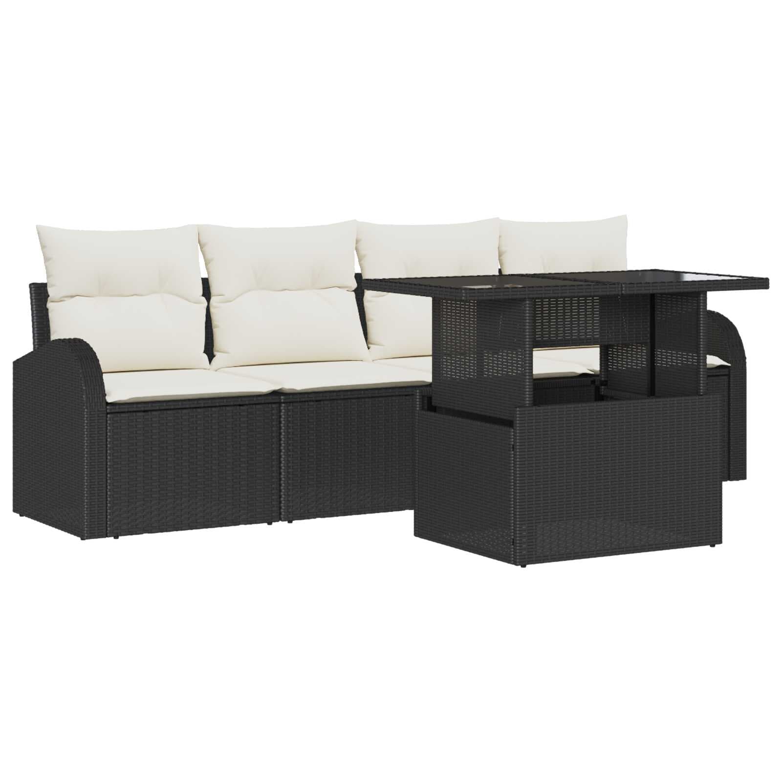 vidaXL Conjunto de Sofá de Jardim 5 pcs Preto Rattan de Polipropileno
