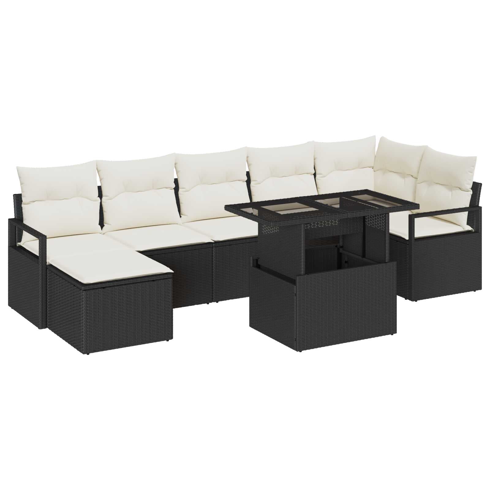 vidaXL Conjunto de Sofá de Jardim 8 Peças Preto Rattan Sintético - 2219388751