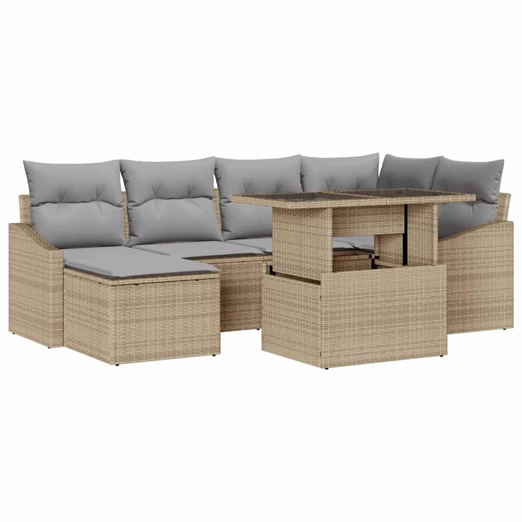 vidaXL Conjunto de Sofá de Jardim 7 pcs Bege e Cinza Claro