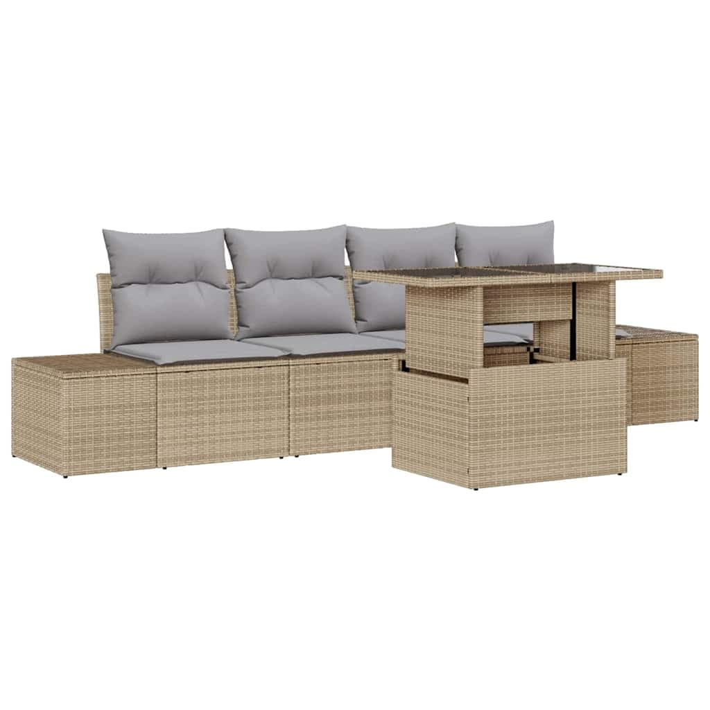 vidaXL Conjunto de Sofá de Jardim Ajustável 5 pcs Bege e Cinza Claro