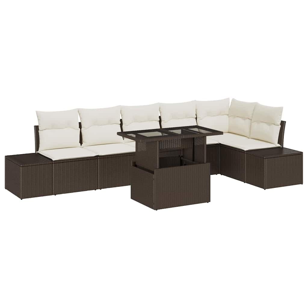 vidaXL Conjunto de Sofá de Jardim 7 pcs Castanho Rattan Sintético