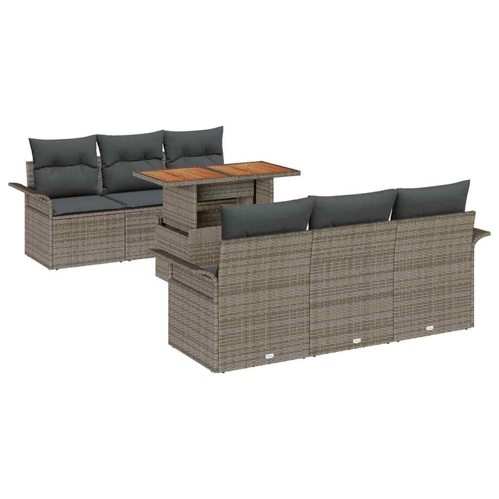 vidaXL Conjunto de Sofá de Jardim 7 pcs Cinzeto Rattan Sintético