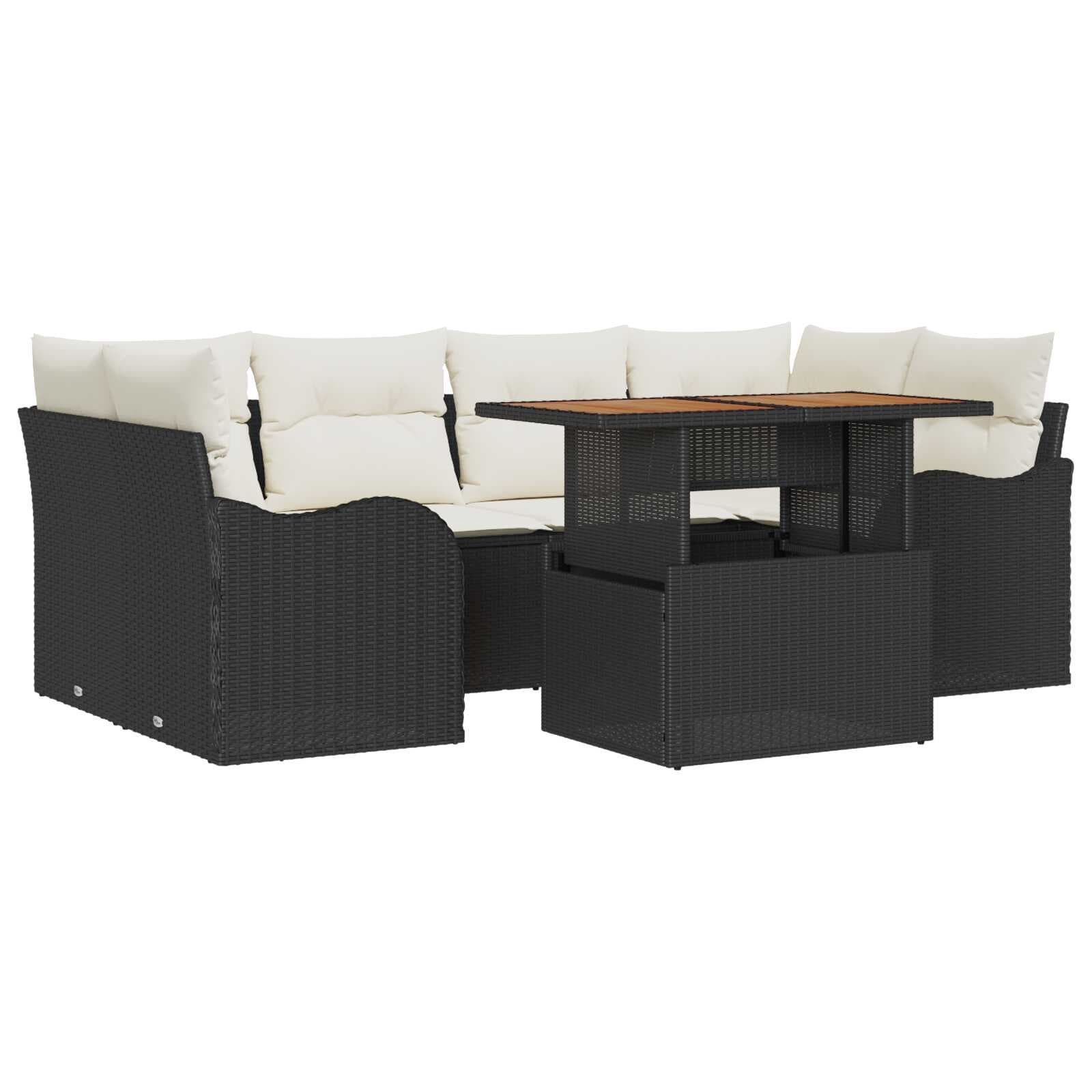vidaXL Conjunto de Sofá de Jardim 7 Peças Preto Rattan Sintético - 594377019