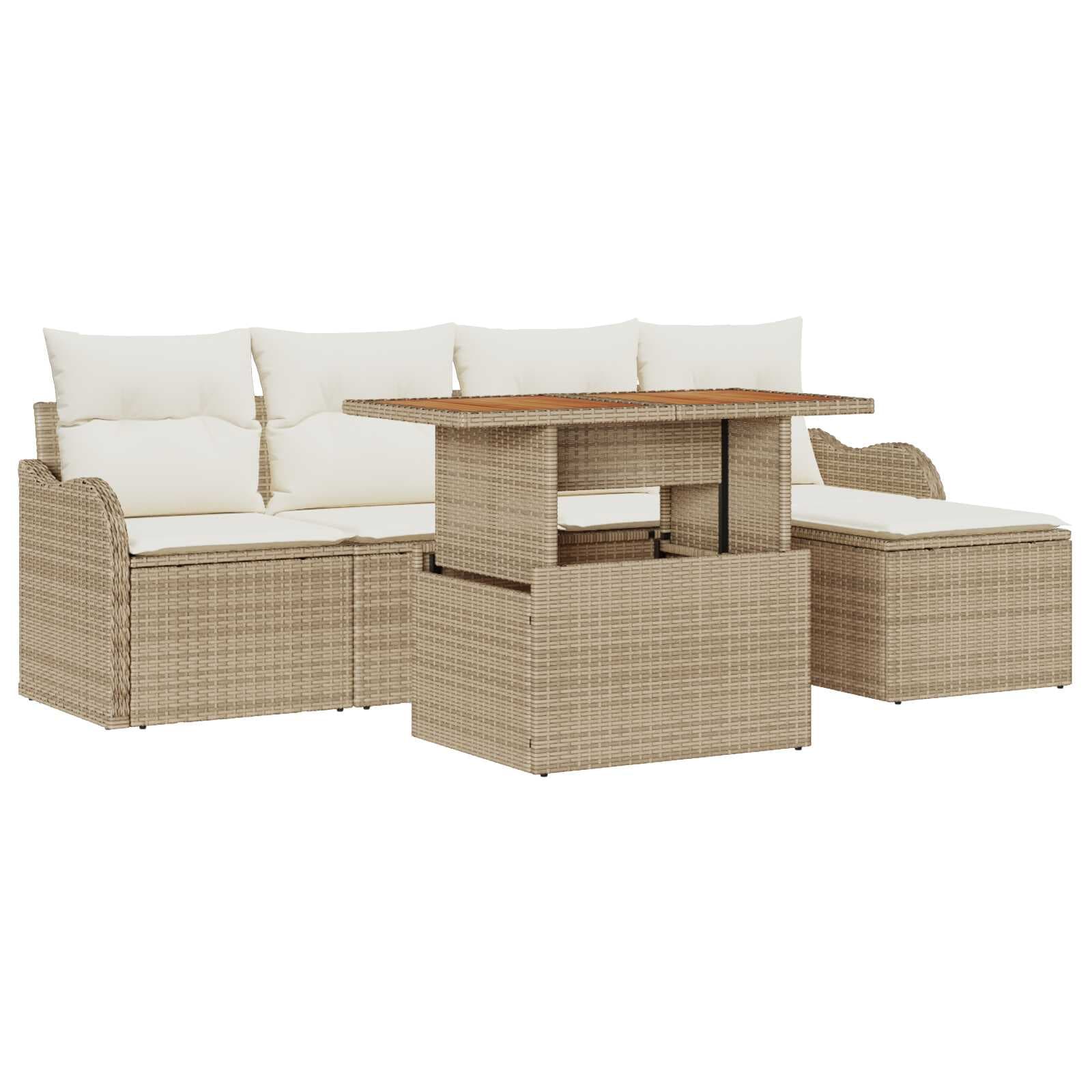 vidaXL Conjunto de Sofá de Jardim 6 pcs Bege Rattan Sintético