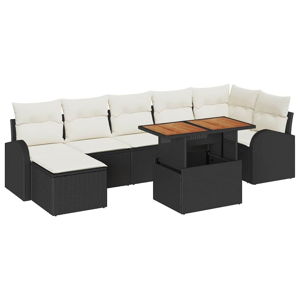 vidaXL Conjunto de Sofá de Jardim 8 pcs Preto Rattan Sintético