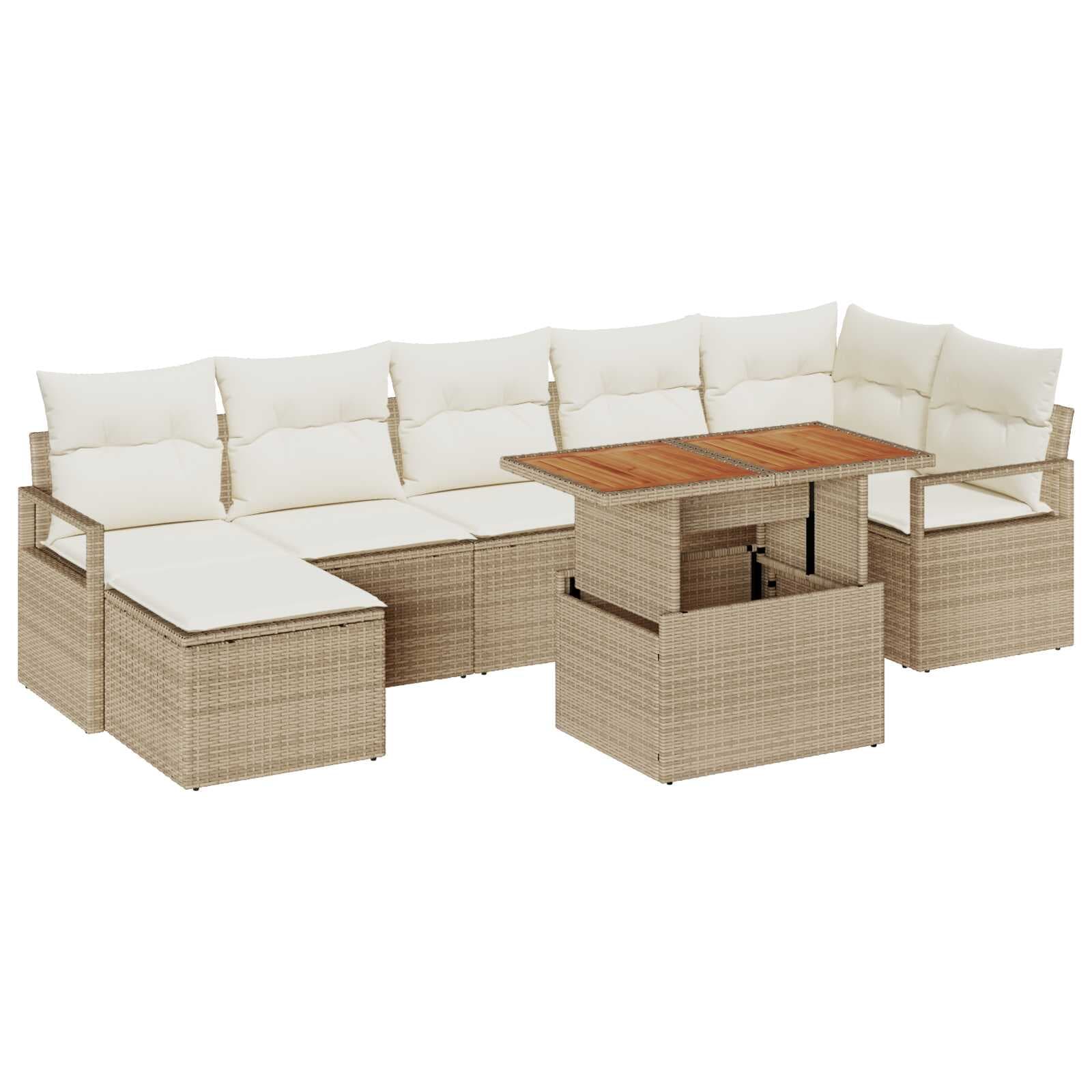 vidaXL Conjunto de Sofá de Jardim 8 pcs Bege Rattan Sintético