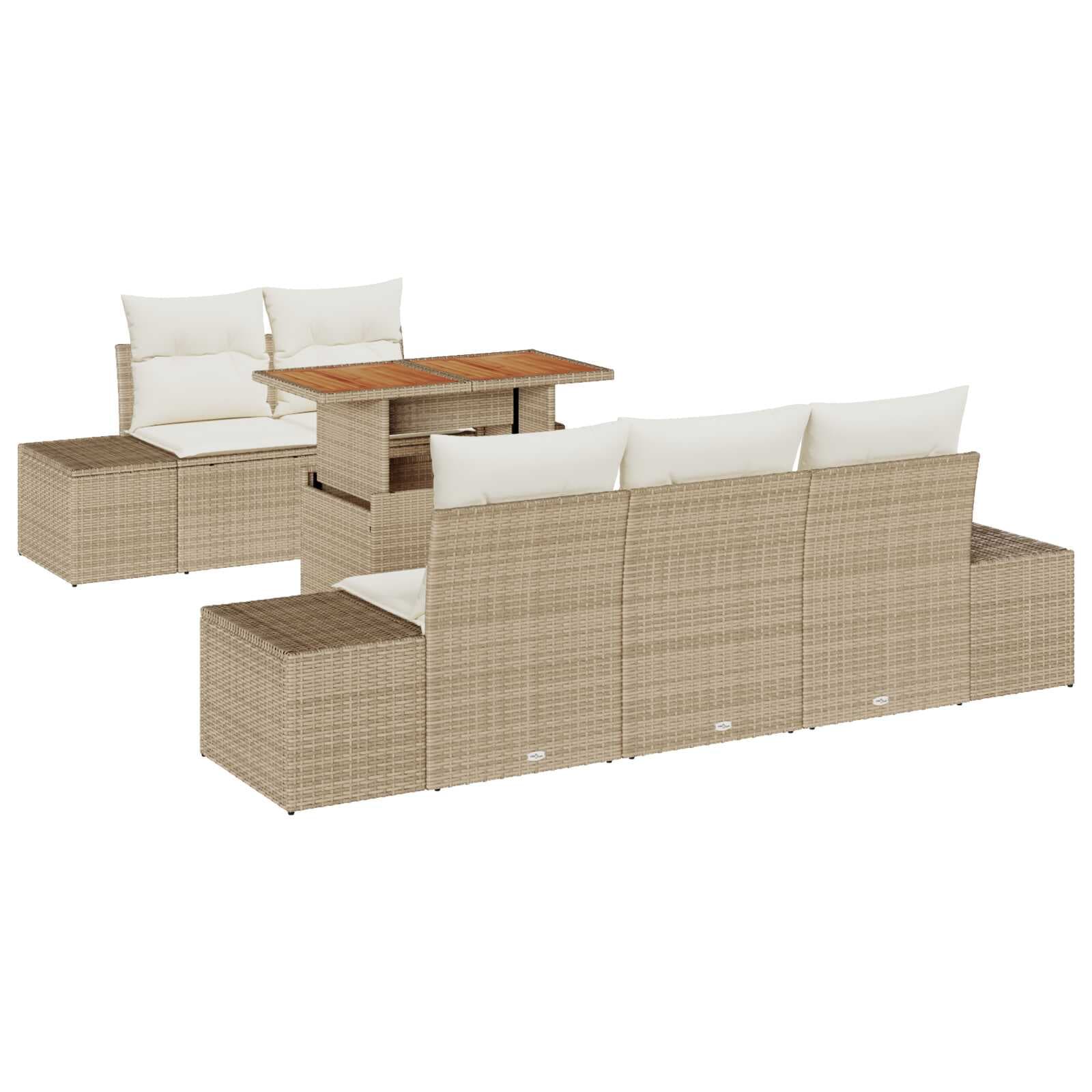 vidaXL Conjunto de Sofá de Jardim 6 pcs Bege Rattan Sintético