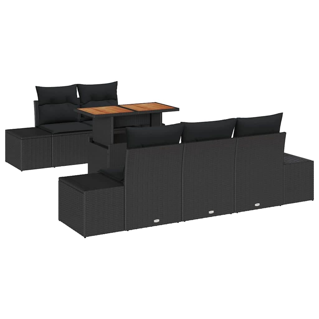 vidaXL Conjunto de Sofá de Jardim 6 pcs Preto Rattan Sintético