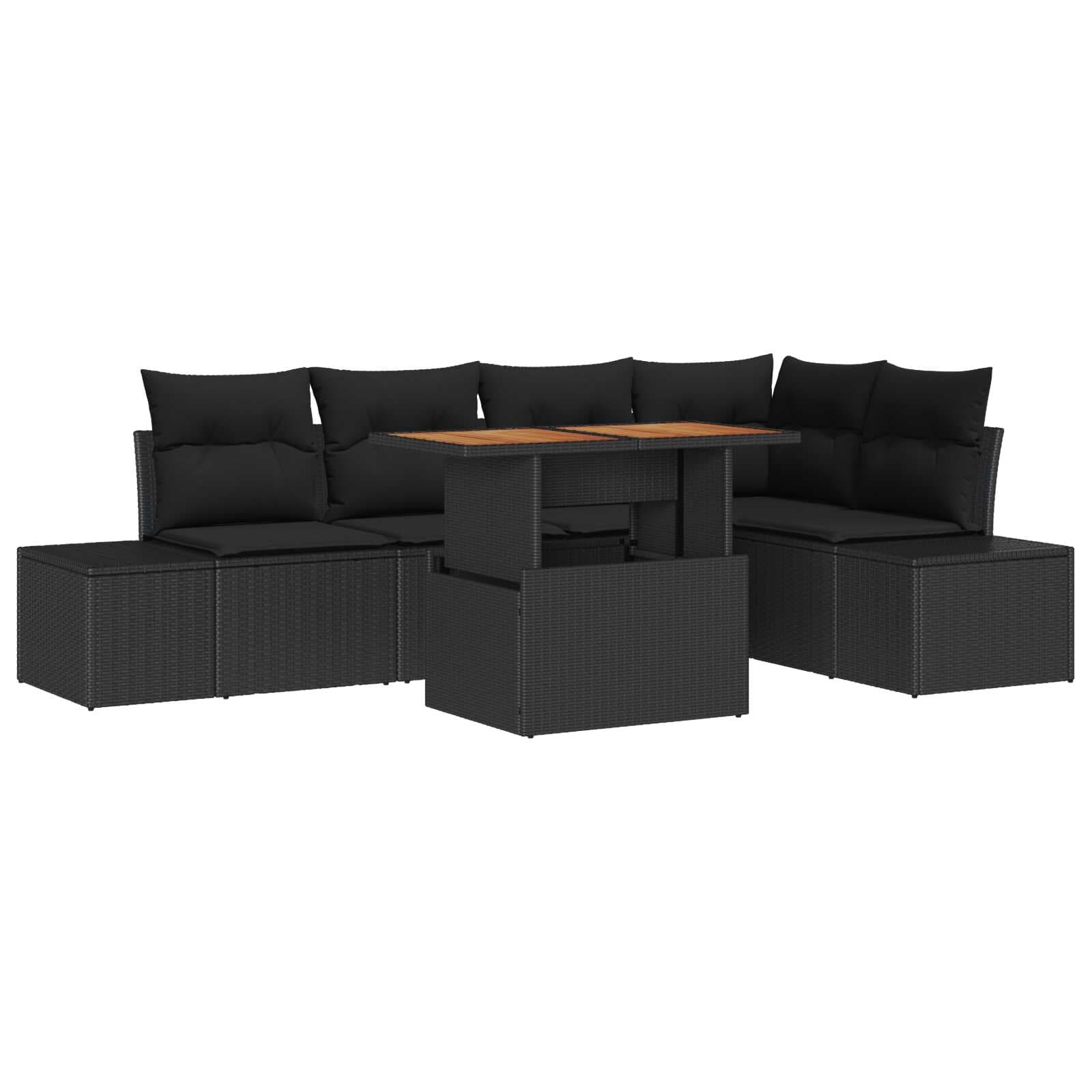 vidaXL Conjunto de Sofá de Jardim 6 pcs Preto Rattan Sintético