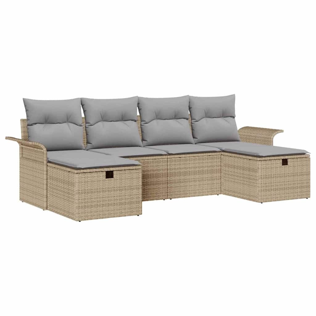 vidaXL Conjunto de Sofá de Jardim 6 pcs Bege e Cinza Claro vime PE