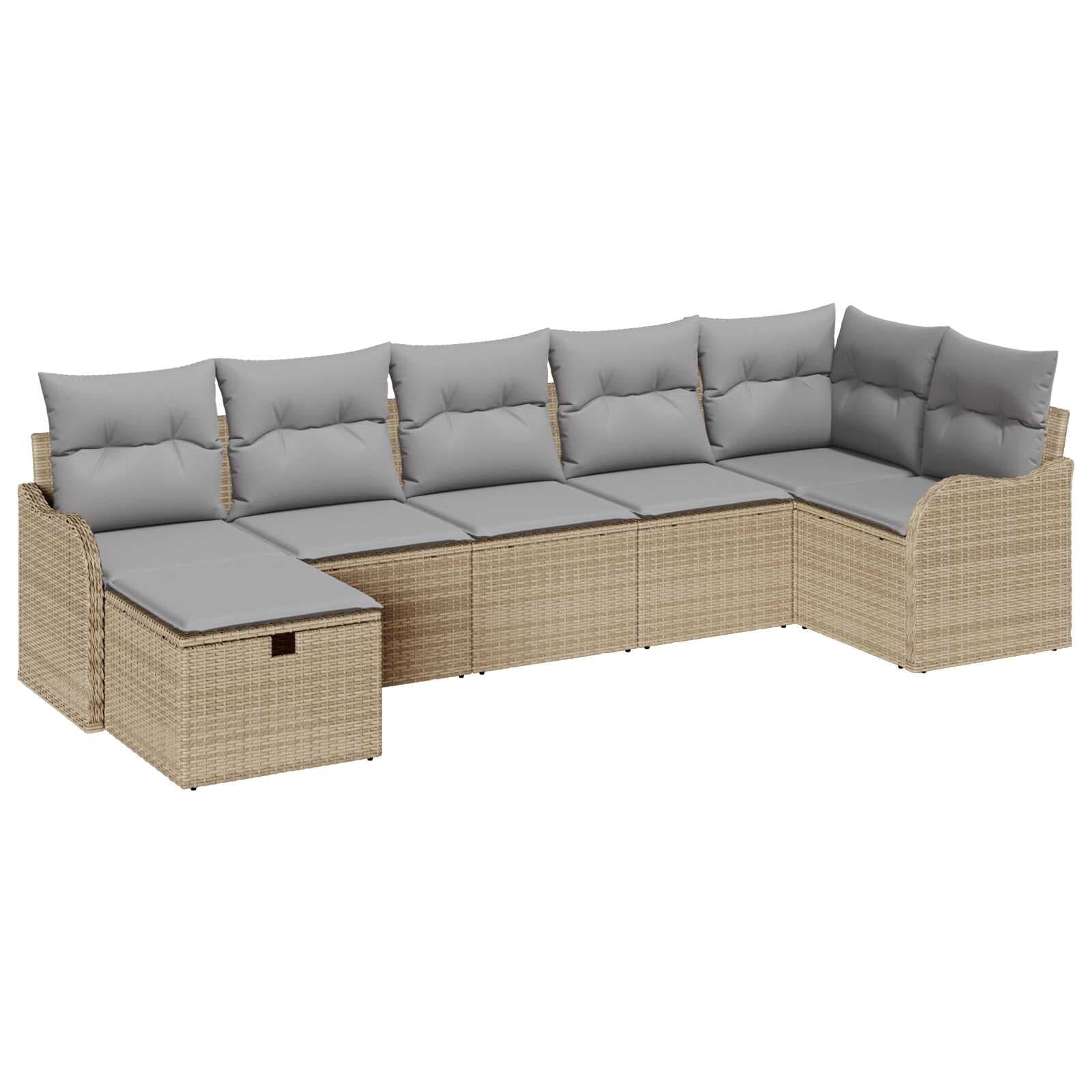 vidaXL Conjunto de Sofás com almofada 7 pcs Bege e Cinza Claro vime PE