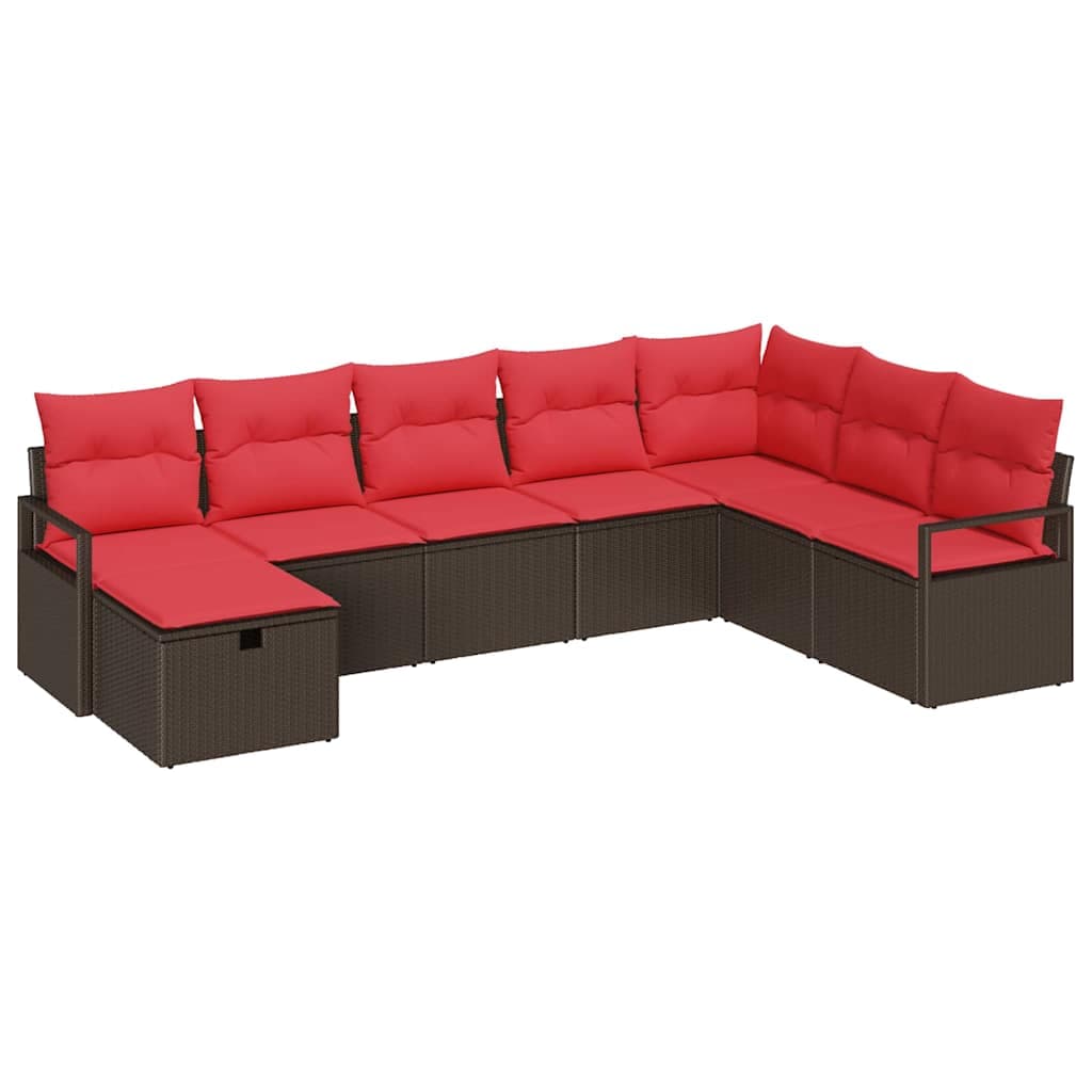 vidaXL Conjunto de Sofás com almofada 8 pcs Castanho vime PE