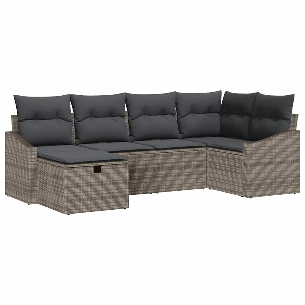 vidaXL Conjunto de Sofás com almofada Cinzeto vime PE